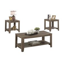 Pemberly Row 3 Piece Coffee Table Set with Bottom Shelves
