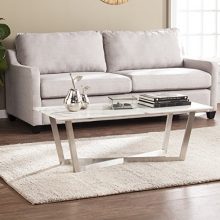 Wrexham Faux Marble Coffee Table - Soft Ivory & Gray Finish