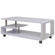 Daonanba Unique Stylish Coffee Table 6 Castors White