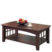 Rectangular Coffee Table with Shelf Merlot