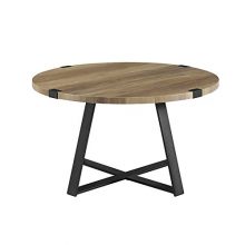 Pemberly Row 30 Metal Coffee Table in Rustic Oak and Black