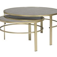 Modern Round Nesting Coffee Table Set Gold