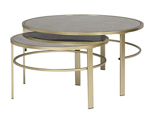 Modern Round Nesting Coffee Table Set Gold