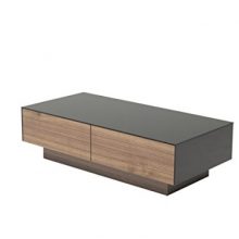 Coffee Table with 2 Drawers and a Walnut Veneer Finish, Black/Walnut