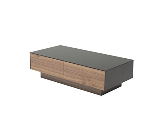 Coffee Table with 2 Drawers and a Walnut Veneer Finish, Black/Walnut