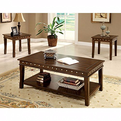 Benzara Wooden Coffee and End Tables Set, Brown
