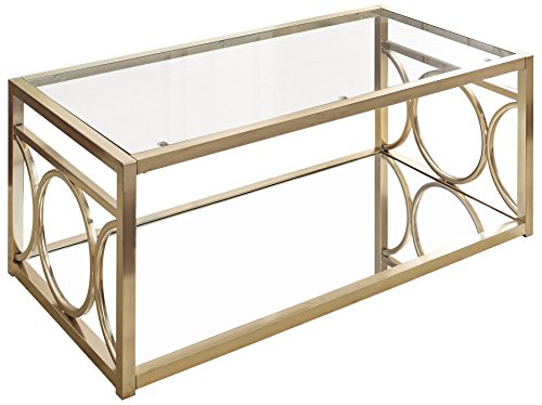 Steve Silver Olympia Glass Top Coffee Table in Gold Chrome