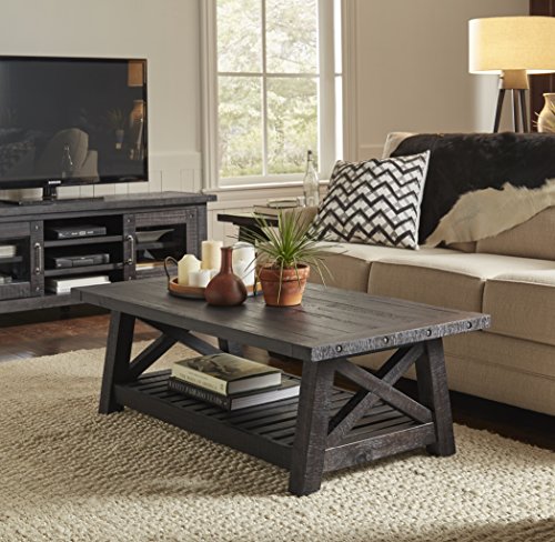 Benzara Wooden Coffee Table with Exposed Hardware, Brown