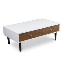 Useful Mid-Century Style White Walnut Wood Coffee Table