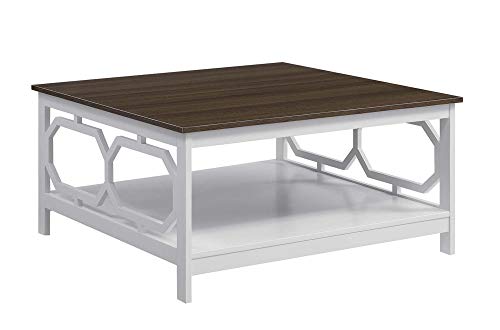 Omega Square Coffee Table, 36", Driftwood Top/White
