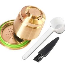 GOLDTONE Reusable Espresso Pod fits NESPRESSO OriginalLine Brewers - Refillable Coffee Pods for NESPRESSO Machines - Replaces NESPRESSO Coffee Capsules - Includes Scoop and Cleaning Brush