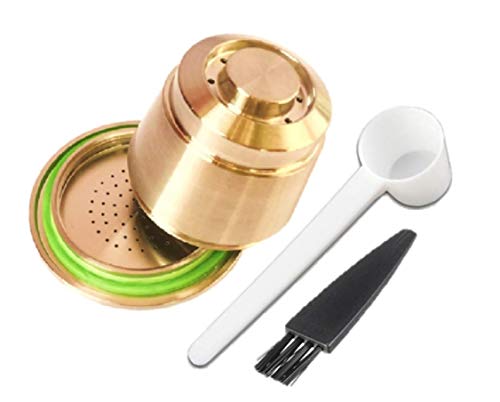 GOLDTONE Reusable Espresso Pod fits NESPRESSO OriginalLine Brewers - Refillable Coffee Pods for NESPRESSO Machines - Replaces NESPRESSO Coffee Capsules - Includes Scoop and Cleaning Brush