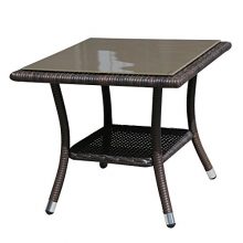 Patiorama Outdoor Aluminum Frame Square Glass Top Wicker Coffee Table, Espresso Brown