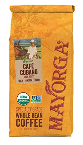 Mayorga Organics Cafe Cubano Dark Roast, 2 Pound, Whole Bean Coffee, Direct Trade, 100% USDA Organic Certified, Non-GMO, Kosher