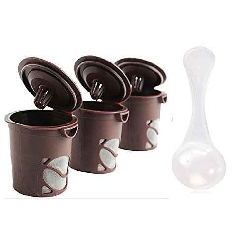 IETONE 3 Pieces Reusable K Cups Coffee Maker Refillable Filter Cup Pods Capsule with Coffee Scoop
