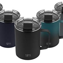 Simple Modern 12oz Scout Coffee Travel Mug Tumbler w/Clear Flip Lid - Cup Vacuum Insulated Camping Flask with Lid 18/8 Stainless Steel Hydro - Midnight Black