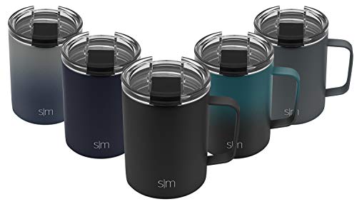 Simple Modern 12oz Scout Coffee Travel Mug Tumbler w/Clear Flip Lid - Cup Vacuum Insulated Camping Flask with Lid 18/8 Stainless Steel Hydro - Midnight Black