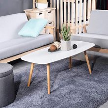 GreenForest Coffee Table, Modern Oval Cocktail Center Table for Living Room in White, 43.3"x19.6"x17.3"