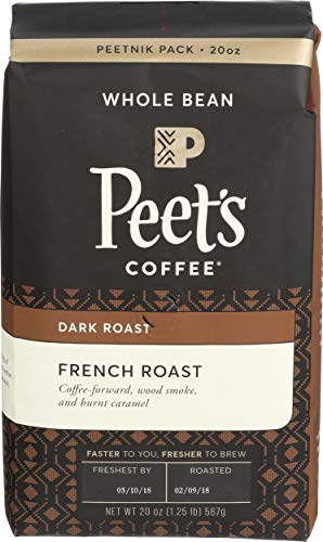 Peet's Coffee French Roast Dark Roast Whole Bean Coffee, 20 Ounce Bag Peetnik Value Pack