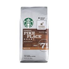 Starbucks Pike Place Roast Coffee Medium Roast Whole Bean Coffee, 12-Ounce Bag (Pack of 6)