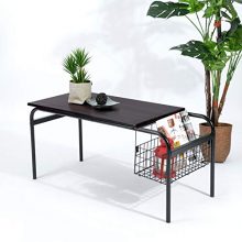 Industrial Living Room Coffee Table with Storage Sofa Table for Small Space Cocktail Table with Metal Frame,Rectangular,Walnut (31.5 x17.7 x18.7 Inches)