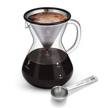 Soulhand Pour Over Coffee Maker Brewer Set - Borosilicate Glass Carafe Coffee Pot 17oz 500ml, Reusable Stainless Steel Filter Dripper, Coffee Scoop 1 tbsp