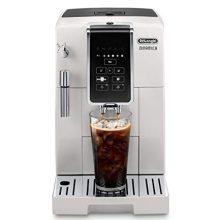 De'Longhi Dinamica Automatic Coffee & Espresso Machine TrueBrew (Iced-Coffee), Burr Grinder + Descaling Solution, Cleaning Brush & Bean Shaped Icecube Tray, White, ECAM35020W