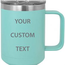 Personalized Add Your Custom Text Insulated 15 Oz Coffee Mug Customizable (Teal)