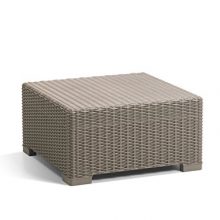Keter California All-Weather Outdoor Patio Coffee Table in a Resin Plastic Wicker Pattern, Cappuccino