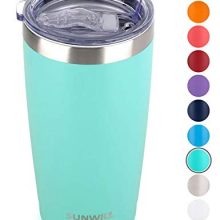 SUNWILL 20oz Tumbler with Lid, Stainless Steel Vacuum Insulated Double Wall Travel Tumbler, Durable Insulated Coffee Mug, Powder Coated Teal, Thermal Cup with Splash Proof Sliding Lid