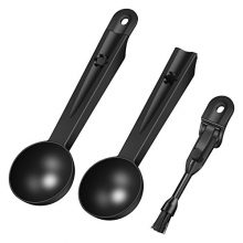 2 in 1 Long Handle Coffee Spoon Brush, Coffee Scoop with Coffee Grinder Cleaning Brush by KORSMALL,Pack of 2
