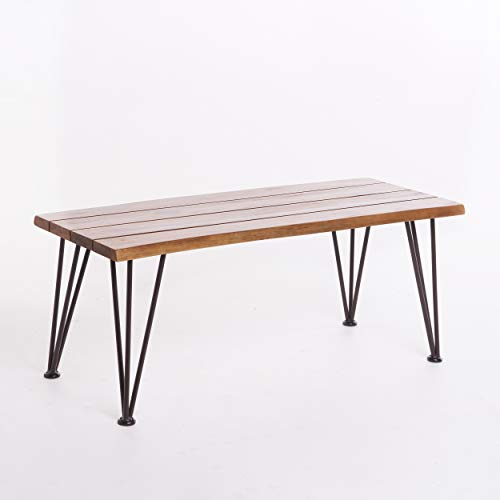 Studio Zephyra Outdoor Rustic Iron & Acacia Wood Coffee Table