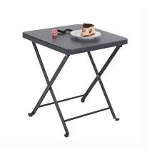 PHI VILLA Folding Patio Side Table Outdoor Steel Coffee Table, Small End Patio Tables, Gray