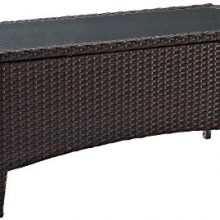 Crosley Furniture Kiawah Outdoor Wicker Table with Glass Top - Brown