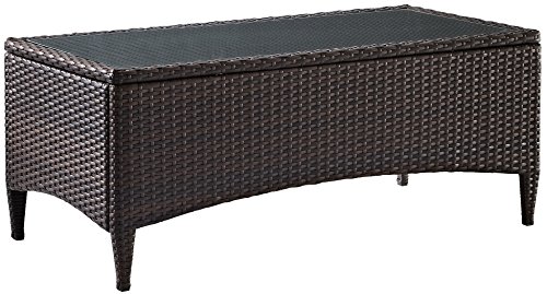 Crosley Furniture Kiawah Outdoor Wicker Table with Glass Top - Brown