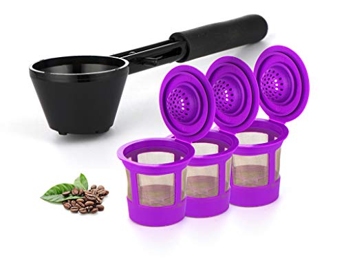 Maxware Coffee Scoop for Refillable Capsules, K Cup Filter, Keurig Reusable Filters With 3 Refillable K Cup Filters