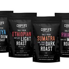 Gourmet Coffee Sampler Gift Box Set | Whole Bean Coffee 4 bags | 1lb Total | Organic Sumatra Dark, Kenya AA Medium-Dark, Rwanda Medium, Natural Ethiopian Medium-Light, 1lb Total