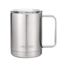 Coffee Mug 16oz Vacuum Insulated Camping Mug with Lid, Double Wall Stainless Steel Travel Mug Coffee Cup Outdoor(14oz After Lid is Closed) Sliver