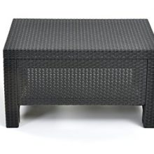 Keter Corfu Coffee Table Modern All Weather Outdoor Patio Garden Backyard Furniture, Charcoal