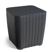 Keter Luzon Patio Side Coffee Table Outdoor Furniture Durable Resin Plastic Matte Wood Look, Graphite