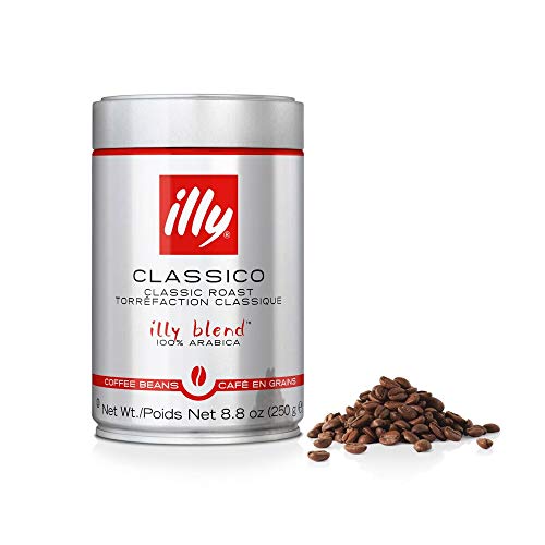 illy Classico Whole Bean Coffee, Medium Roast, Classic Roast with Notes Of Chocolate & Caramel, 100% Arabica Coffee, No Preservatives, 8.8 Ounce (Pack of 6)