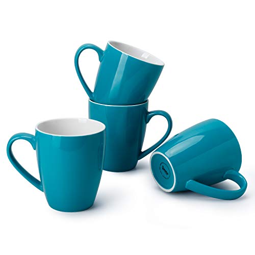 Sweese 601.107 Porcelain Mugs - 16 Ounce (Top to the Rim) for Coffee, Tea, Cocoa, Set of 4, Steel blue