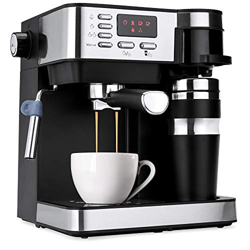 Best Choice Products 3-in-1 15-Bar Espresso, Drip Coffee, and Cappuccino Latte Maker Machine w/Steam Wand Milk Frother, Thermoblock System, Tumbler, Portafilters, LED Display