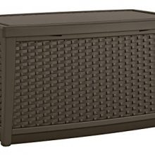 Suncast Elements Coffee Table with Storage - All-Weather, Lightweight, Resin Constructed Patio Table for Storage of Patio Accessories - Outdoor Storage Box with 30 Gallon Capacity - Java