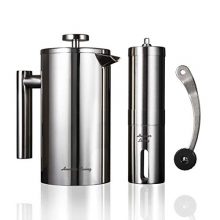 Manual Coffee Grinder Stainless Steel French Press Coffee Maker Set Double Walled Insulated Coffee Tea Filter