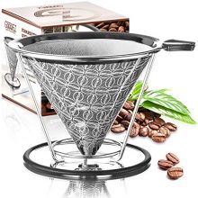 Goodiez Coffee Pour over Coffee Maker-Pour over Coffee Dripper Kit-Reusable Pour over Coffee Filter-Stainless Steel Coffee Filter Mesh-Metal Drip Coffee Cone Brewer Pourover for Chemex Hario V60