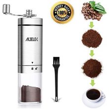 Coffee Grinder Manual,Conical Burr Mill With Adjustable Setting,Transparent Stainless Steel Portable Hand Crank Coffee Grinder,Best for Brewing Espresso,French Press and Turkish Coffee