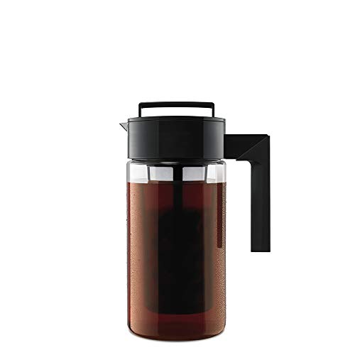 Takeya 10310 Patented Deluxe Cold Brew Iced Coffee Maker with Airtight Lid & Silicone Handle, 1 Quart, Black - Made in USA BPA-Free Dishwasher-Safe