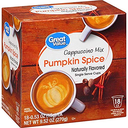 Great Value Pumpkin Spice Cappuccino Mix Naturally Flavored Single Serve Cups