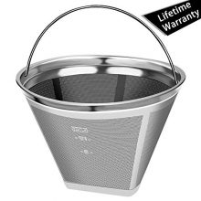 Reusable #4 Cone Permanent Coffee Filter, Eco-Sopure No.4 Coffee Filters Size 4, Perfect Fit for Cuisinart Ninja Hamilton Beach Coffee Maker, 4 Cone Paper Filters and 8 10 12 Cup Cone Coffee Filters